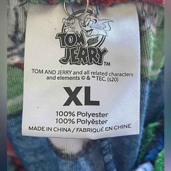 Tom & Jerry Fleece Pajama Pants Blue Cartoon Lounge Christmas Holiday Size XLG - Picture 6 of 6